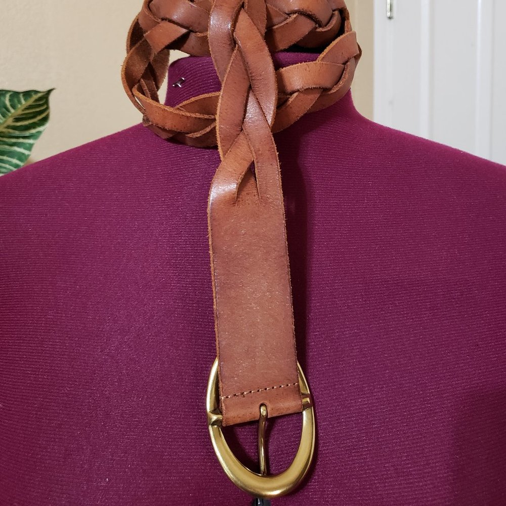 Brown Leather Braided Belt